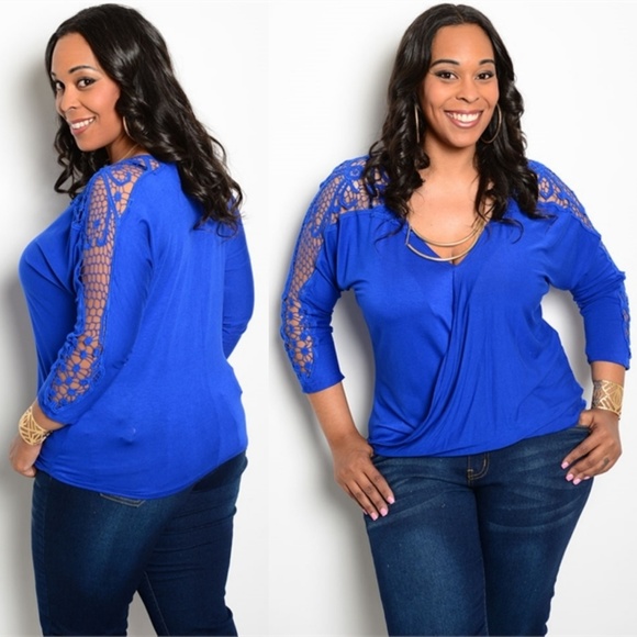 Tops - 💕Cobalt Blue Lacy 3/4 Hand Top